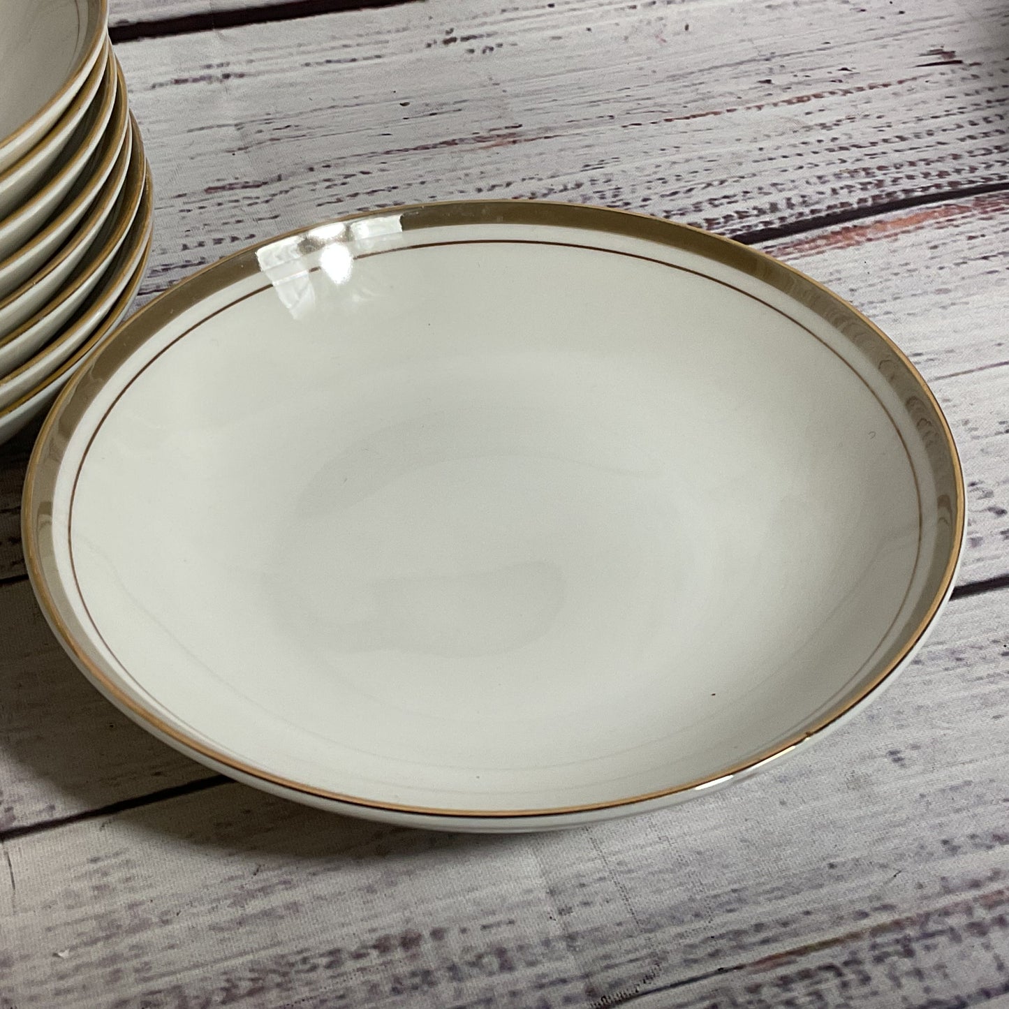 ROYALTON CHINA CO Golden Elegance Translucent Porcelain Dessert Bowls- Set of 9