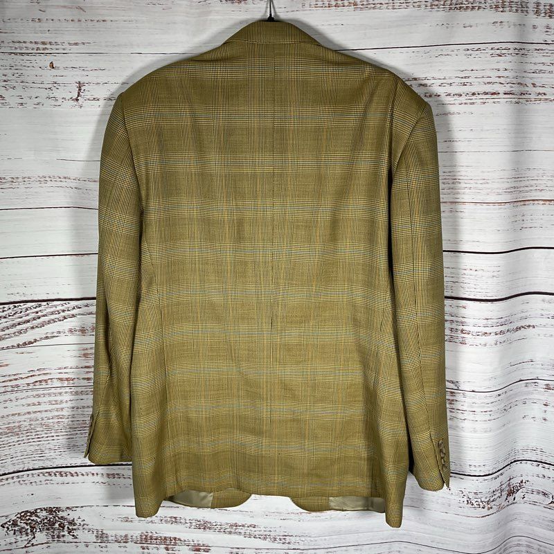VTG. Ermenegildo Zegna Tan Plaid Worsted Wool Sport Coat Men's Suit Jacket