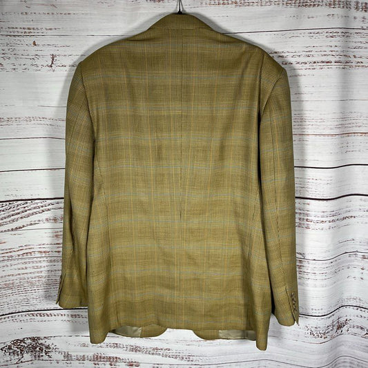 VTG. Ermenegildo Zegna Tan Plaid Worsted Wool Sport Coat Men's Suit Jacket