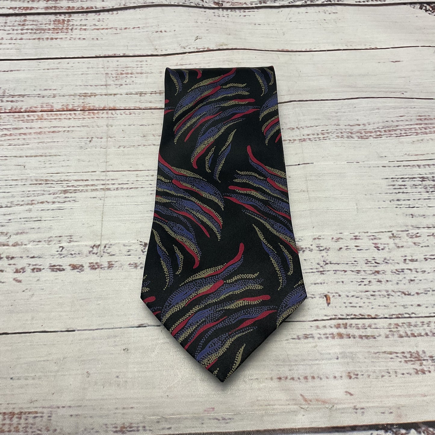 Giorgio Armani Black Multicolor Abstract Print Neck Tie 56"