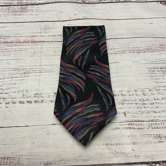 Giorgio Armani Black Multicolor Abstract Print Neck Tie 56"