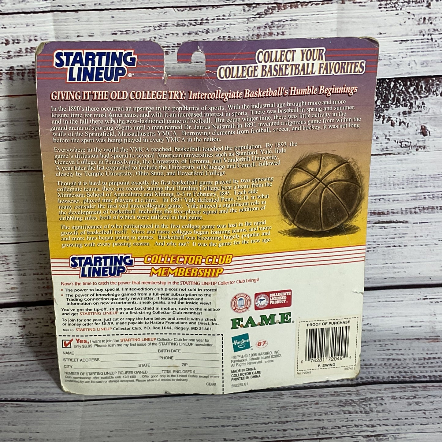 1998 HASBRO Starting Lineup F.A.M.E. Edition Patrick Ewing #33 Georgetown Hoyas