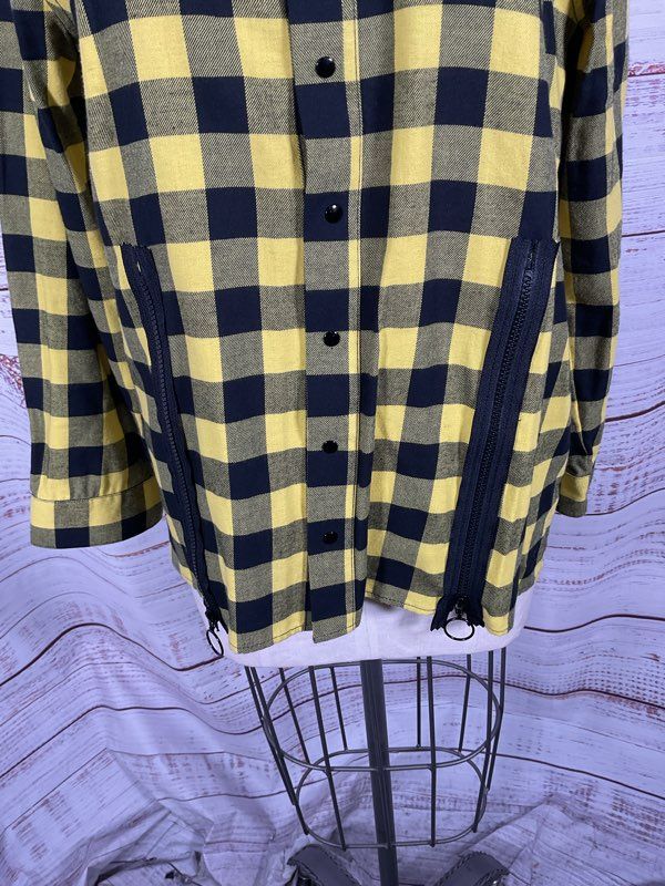 BACK Black & Yellow Plaid Button Up Long Sleeve Shirt Size 40 EUR Made in Turkey