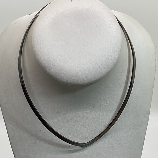 VTG. MEXICO Sterling Silver Minimalist V-Neck Collar 17" Necklace- 28g