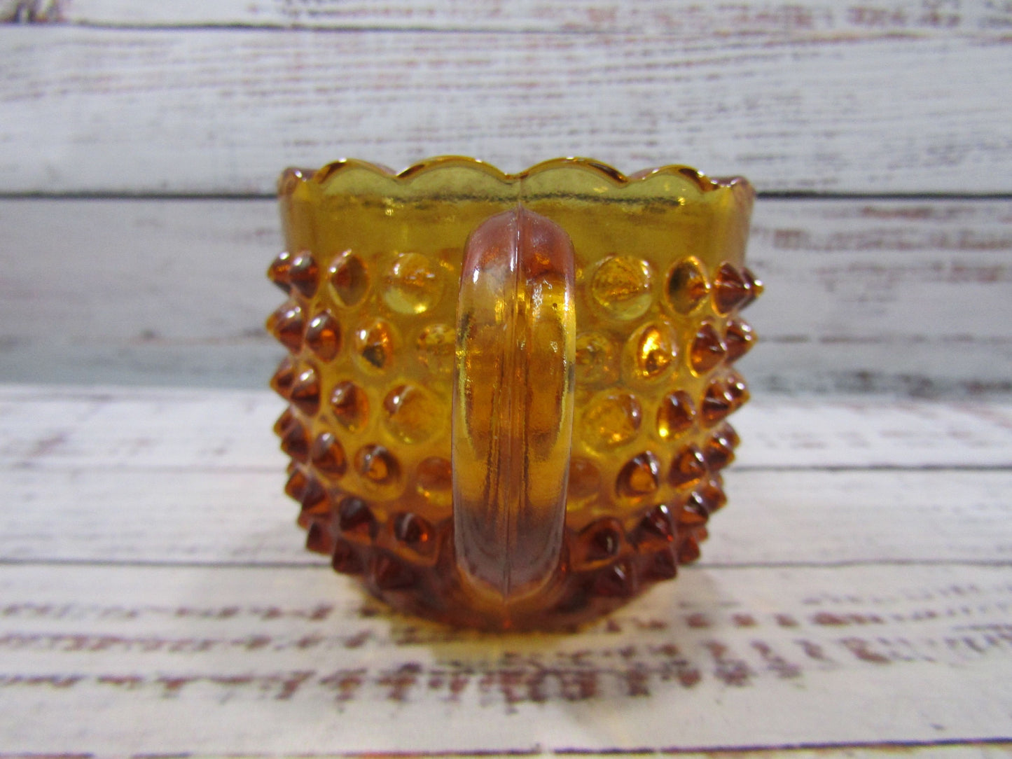 Vintage L.E. Smith Hobnail Amber Glass Creamer & Sugar Bowl