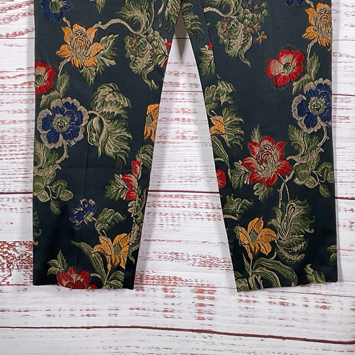 ROSETTA GETTY Women's Black Floral Embroidered Pants- SZ 8
