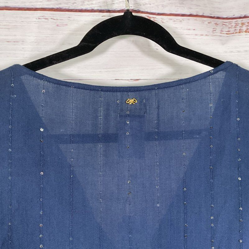 NWT Pilyq Angelica Sheer Island Blue Sequined Tunic Mini Dress - Size M/L