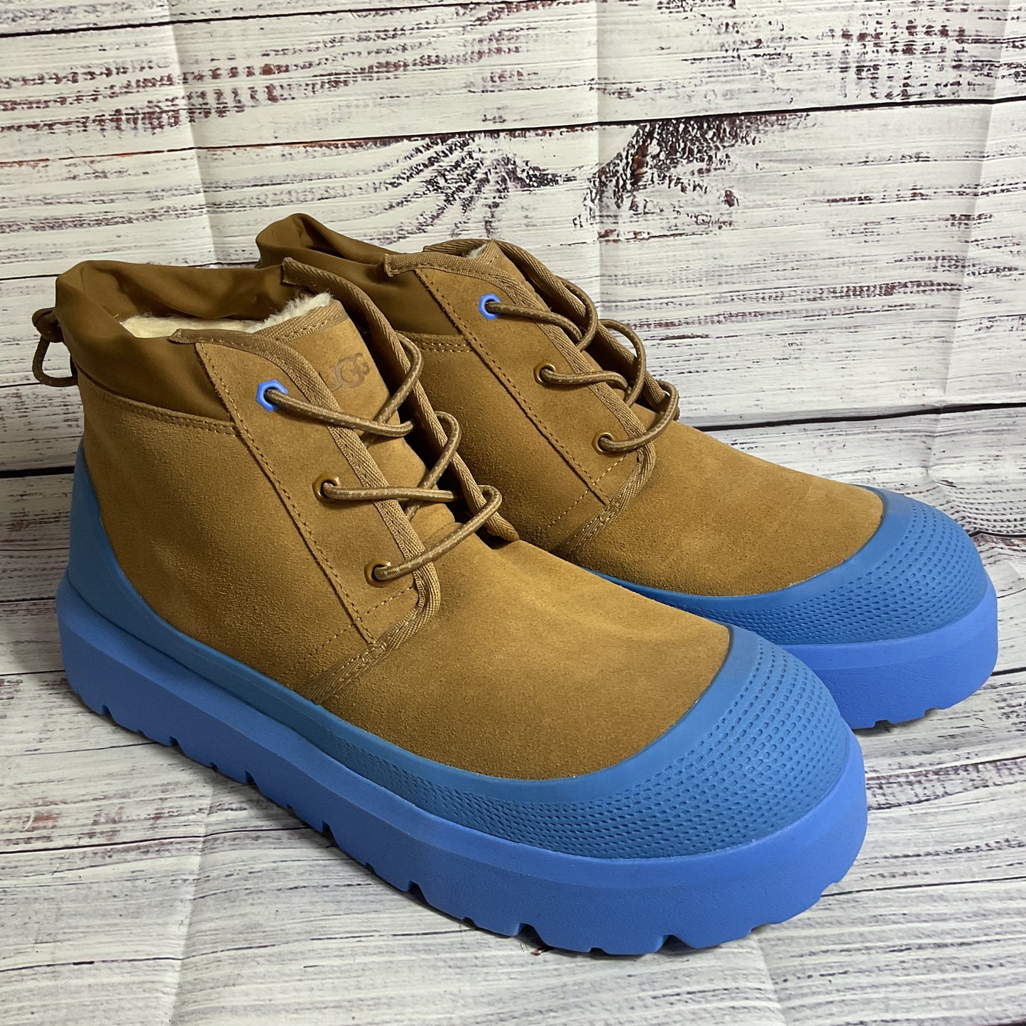 NWOB UGG Men Neumel Weather HYBRID Chestnut Big Sky Blue Waterproof Boots- SZ 12