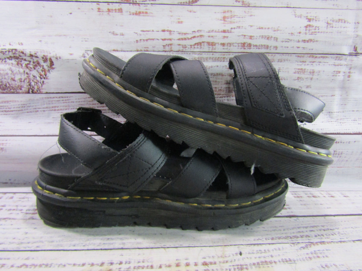 Dr. Martens Voss II Women's Black Leather Platform Sandals Size 8