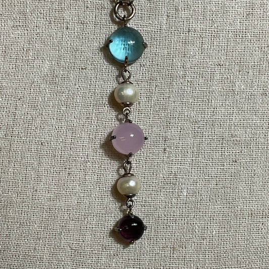 CAMPAGNOLO GIOIELLI Sterling Gold Tone Faux Pearl Glass Cabochon Necklace 15.53g