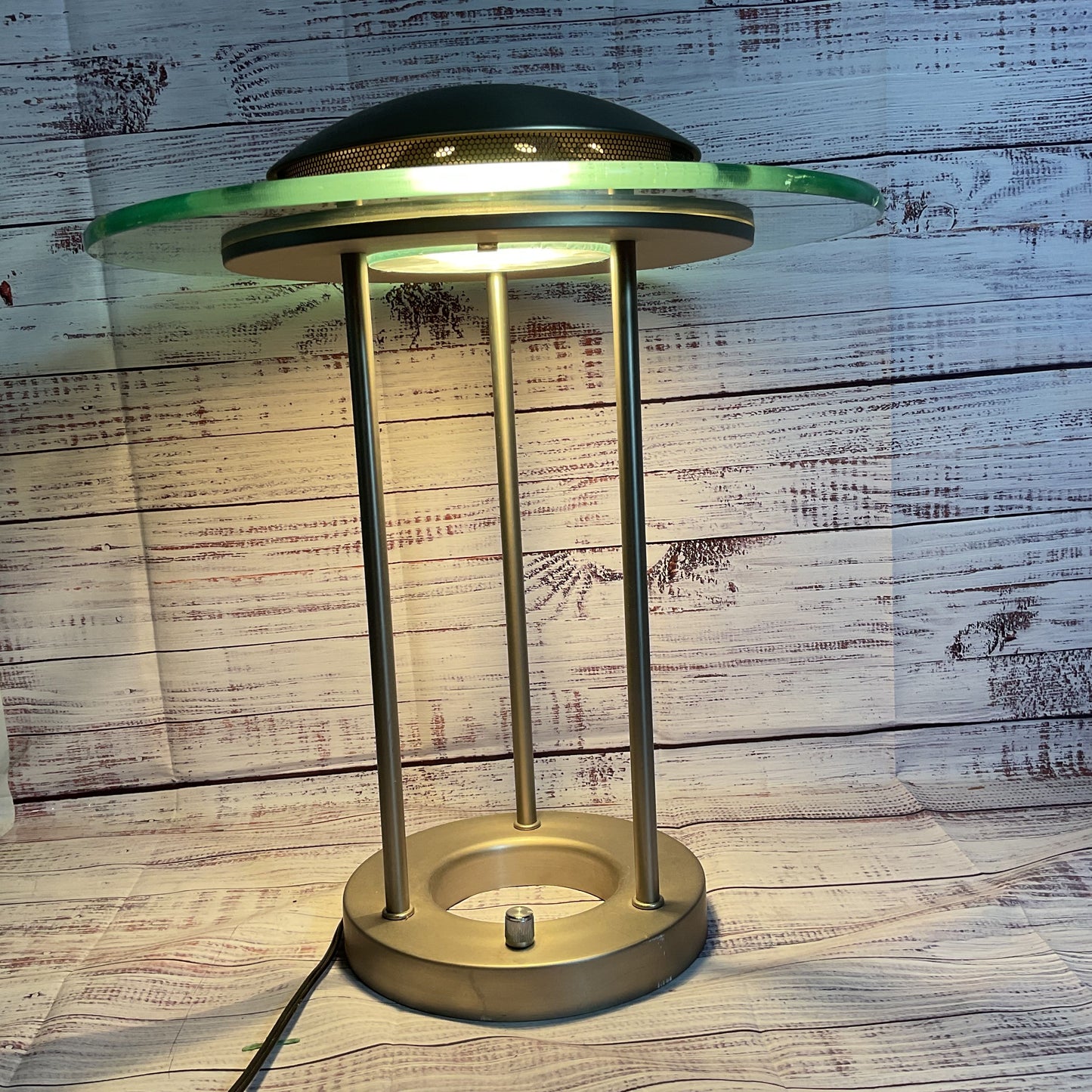 VTG. ROBERT SONNEMAN for GEORGE KOVAC Saturn Brushed Nickel Table Lamp- 18"