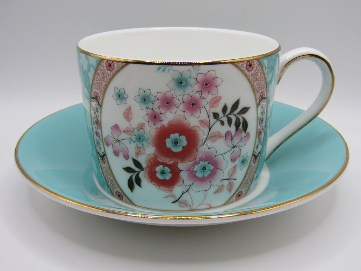 Wedgwood Wonderlust Camellia Bone China Flat Cup & Saucer Set