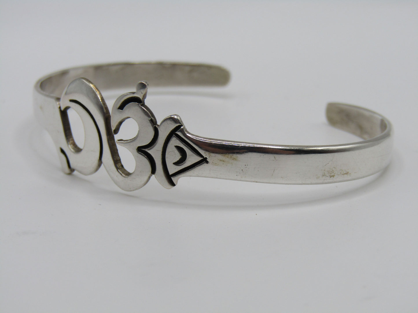 Sterling Silver Aum Om Cuff Bracelet