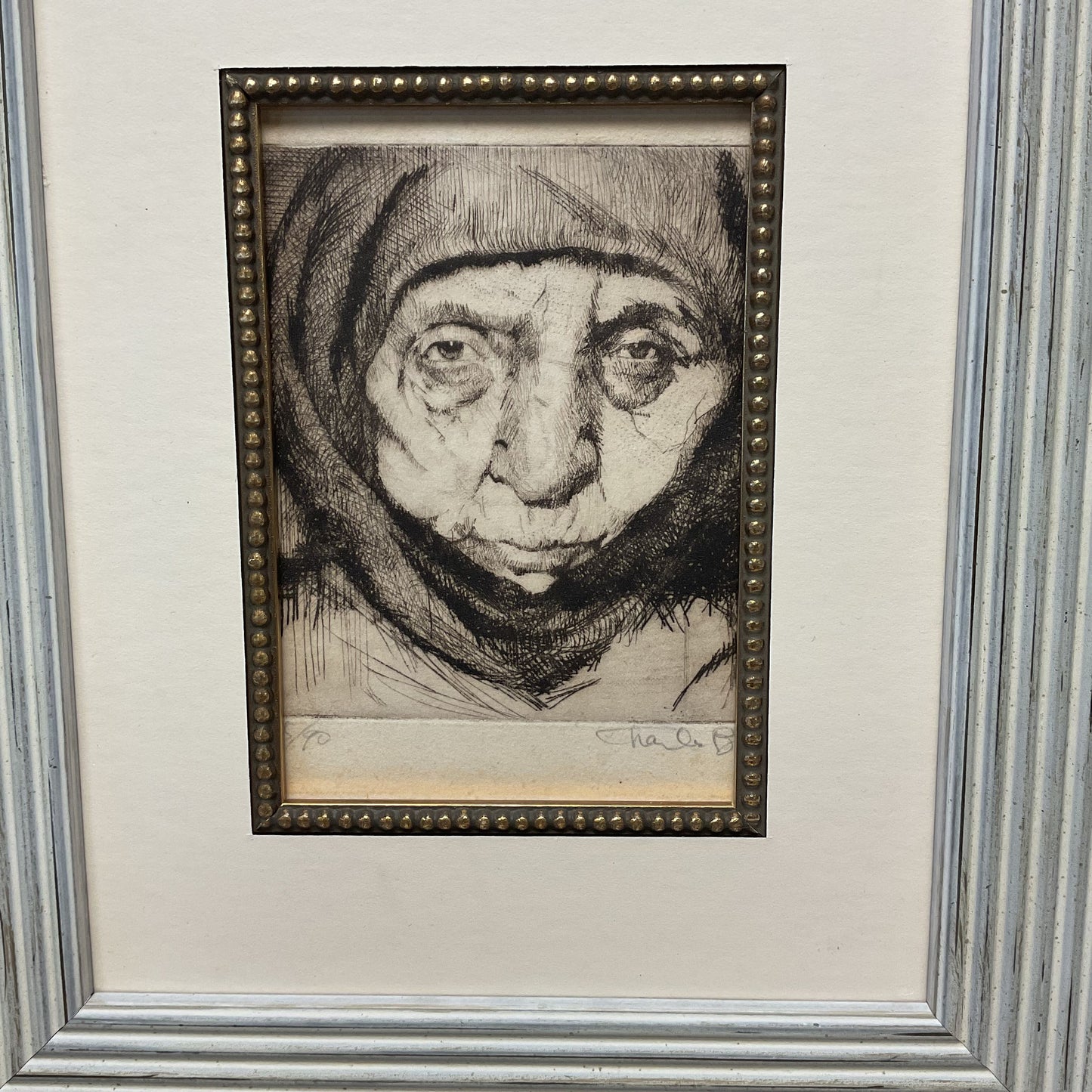 Charles Bragg "Old Woman" Etching Signed Framed 5/90 Limited