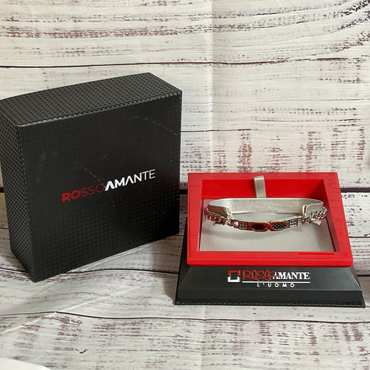 NEW ROSSOAMANTE Silver Tone SS & Rhinestone Curb Chain Bracelet