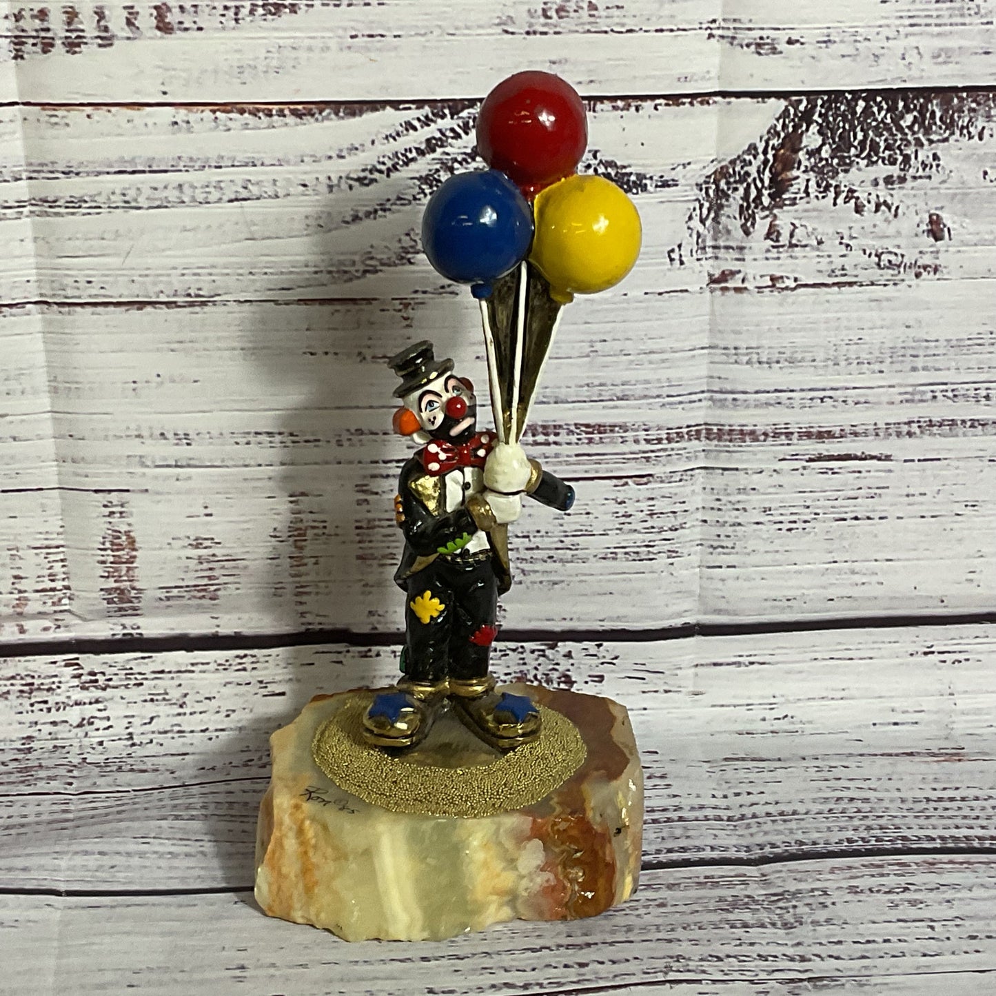 VTG. RON LEE 24k Gold Plated Clown with Balloons Sculpture 7"