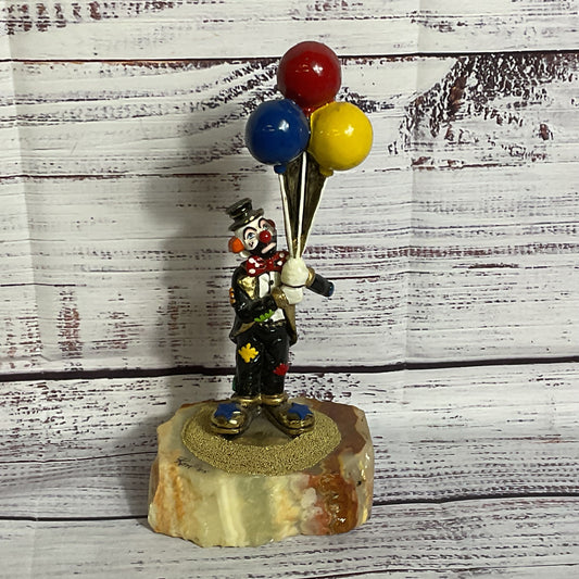 VTG. RON LEE 24k Gold Plated Clown with Balloons Sculpture 7"