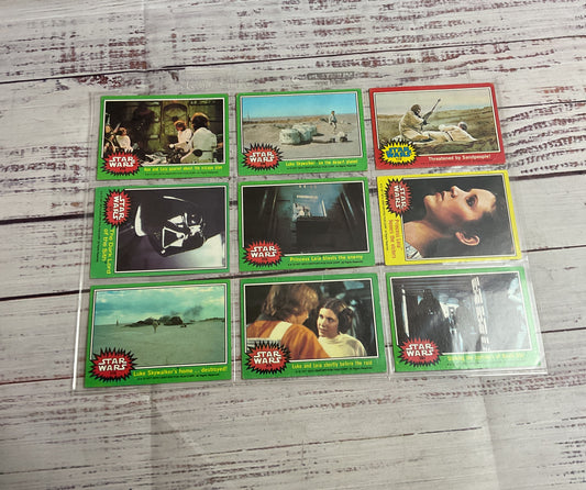 Vintage 1977 Star Wars Trading Cards Green Red Yellow