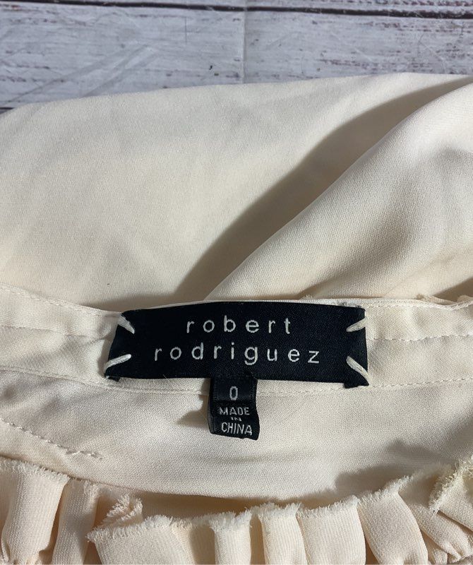 Robert Rodriguez Women's One Shoulder Ruffled Cream Top Size 0 Silk Blend