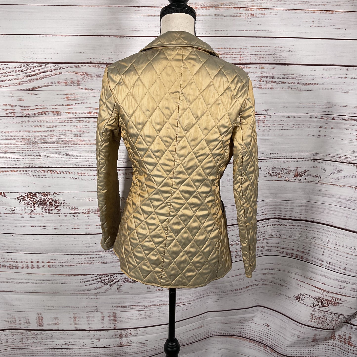 Burberry Gold Quilted Snap Button Jacket - Size XS