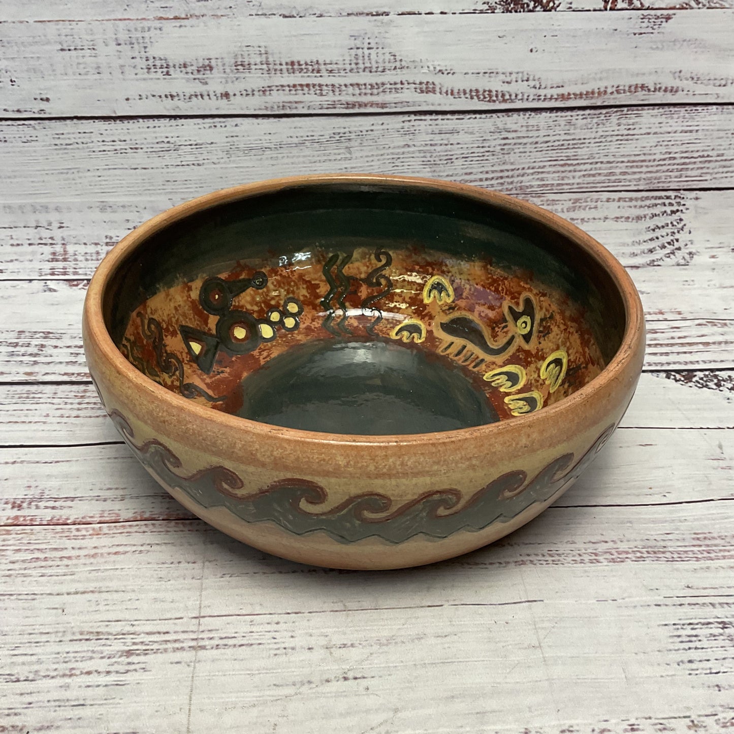Seminario Urubamba Cusco Peru Pottery Earthenware Ceramic Bowl 9.5"