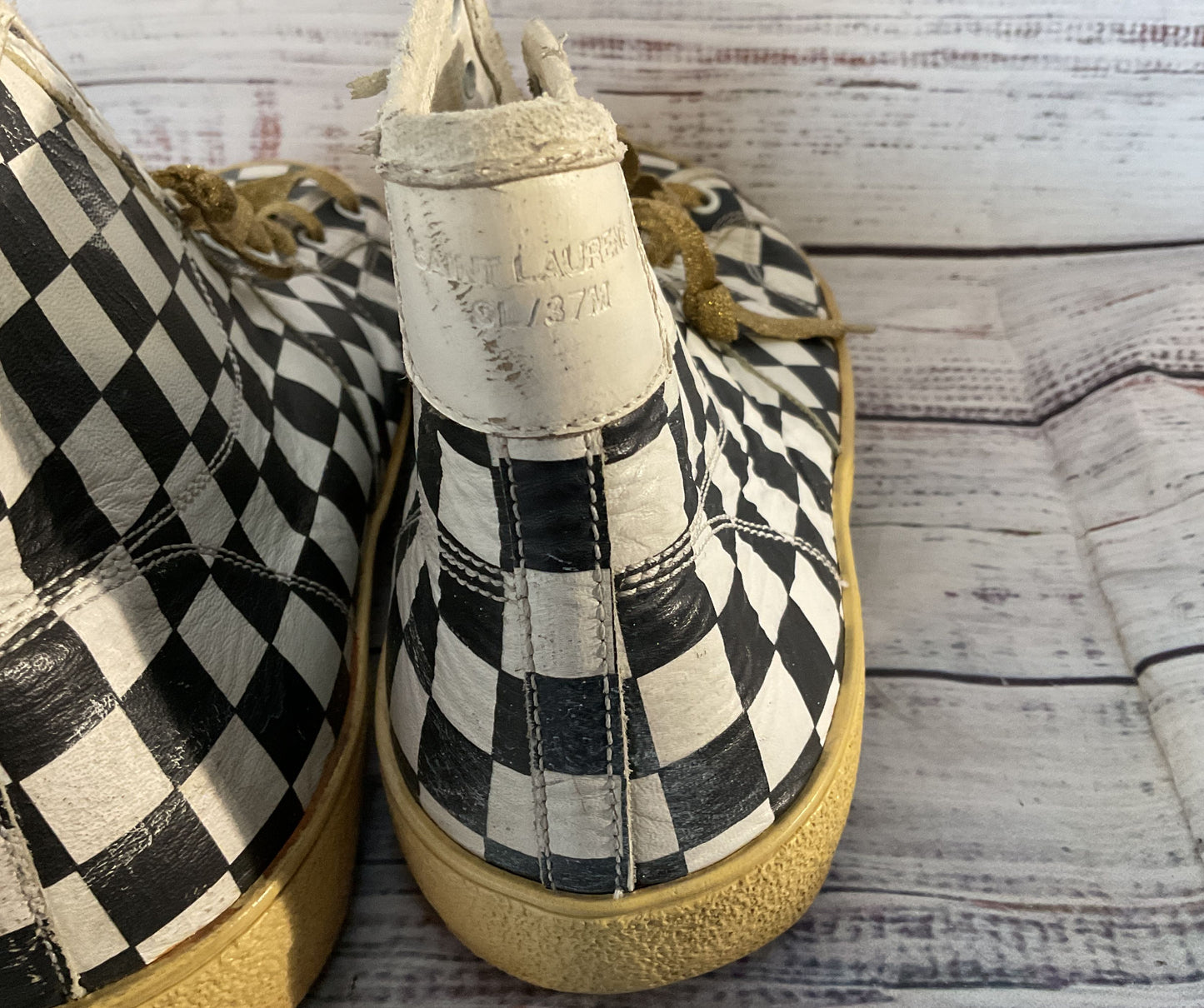 Saint Laurent Paris Hedi Slimane Checkered High Sneakers Multicolor 11.5