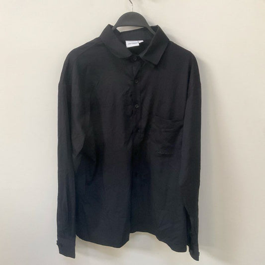 Ola Kala Black long Sleeve Embroidered Logo Pocket Button Up Shirt - Size M