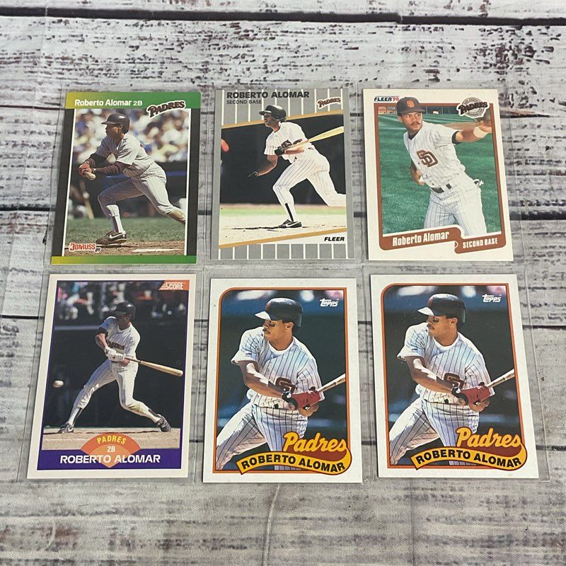Lot Of 6 VTG. Roberto Alomar Ungraded Padres Baseball Cards Fleer Donruss Topps