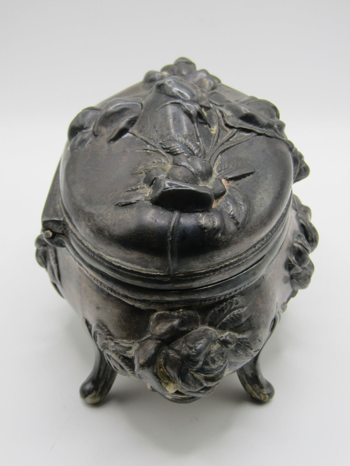 Antique Brainard & Wilson Rose Repousse Art Nouveau Trinket Box