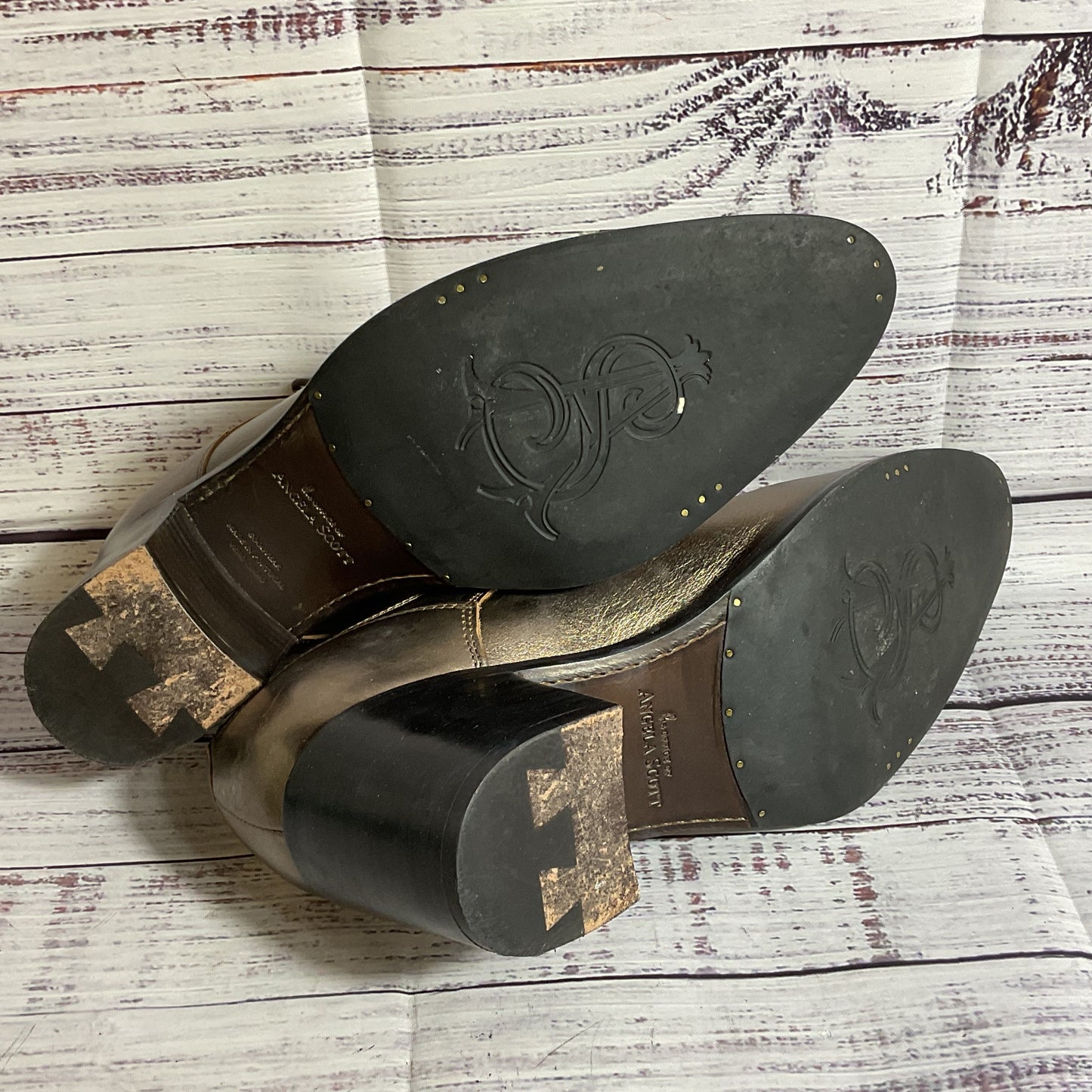 The Office of ANGELA SCOTT Miss Button Bronze Women's Shoes- SZ 38.5/ 8.5 US