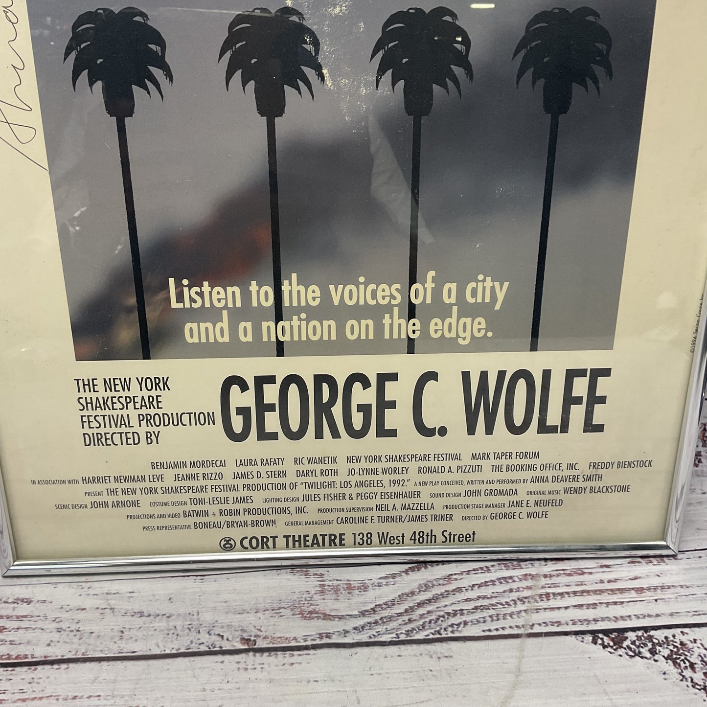 Twilight Los Angeles 1992 Broadway Window Card Poster Anna Deavere Smith Signed