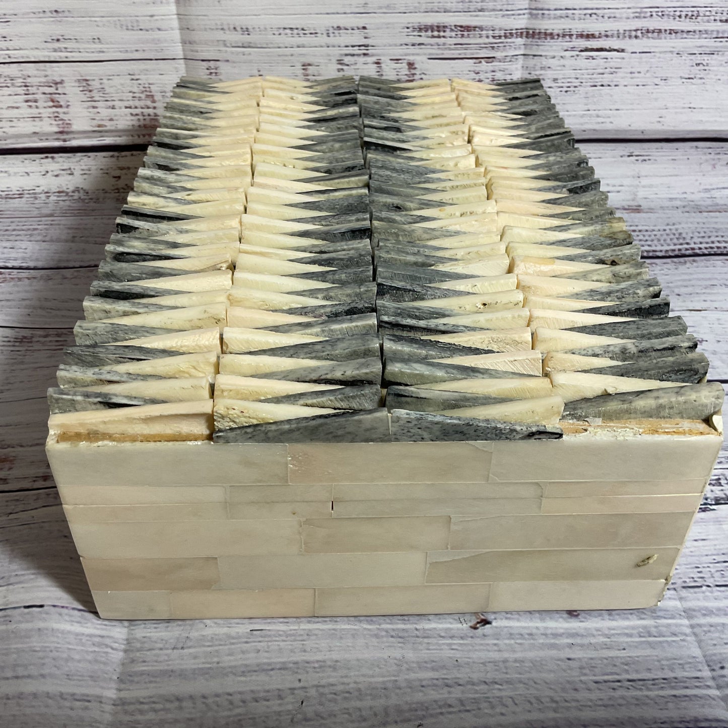 Thatched Wooden Bone Trinket Box 10" x 7"