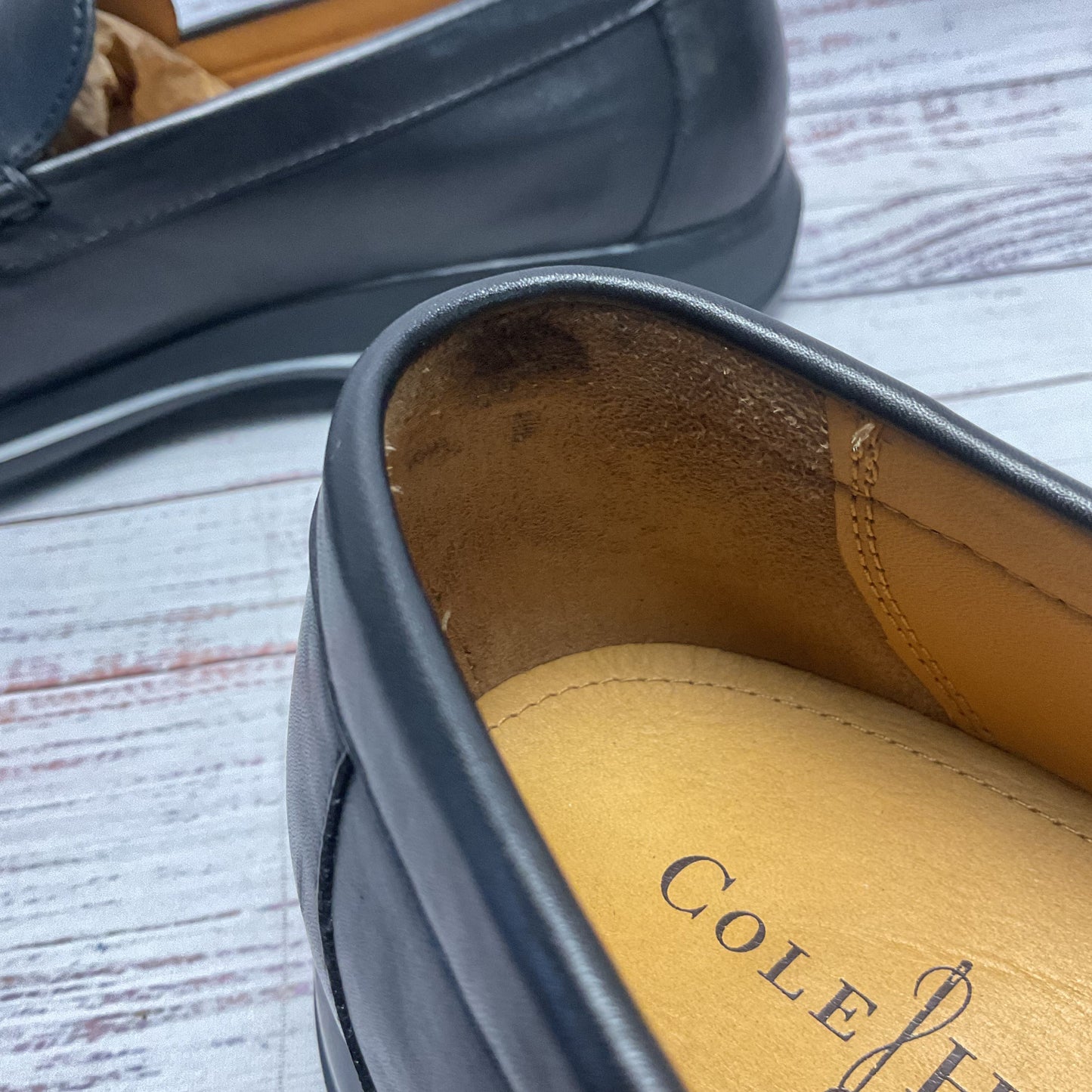 Cole Haan Air Dempsey Venetian Black Leather Loafer Dress Shoe Men 11.5 1/3